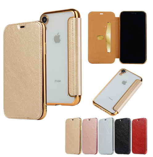 Luxury Leather Flip Case for iPhone 16 Plus 16 Promax 15 14 13 12 Protective Phone Cases Cover Clear TPU Back Case